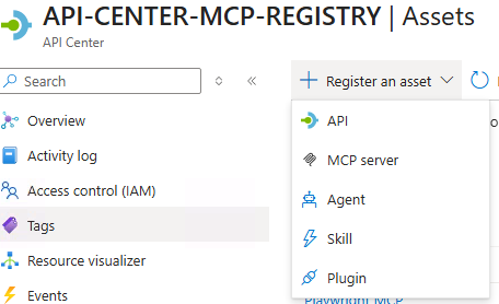 Azure portal — Register an MCP server