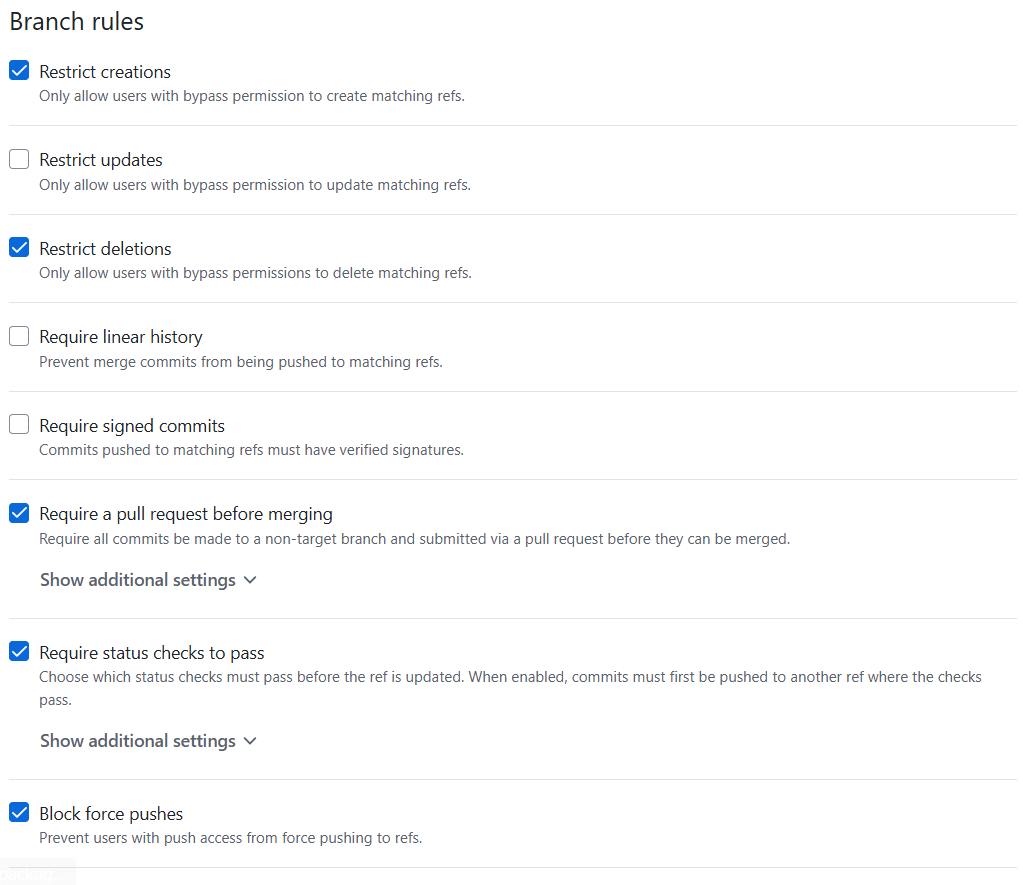 The rules within the ruleset