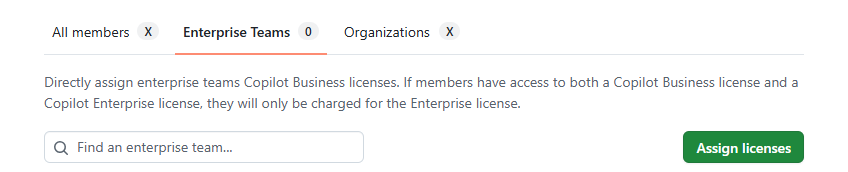 Assign license to an enterprise team at enterprise